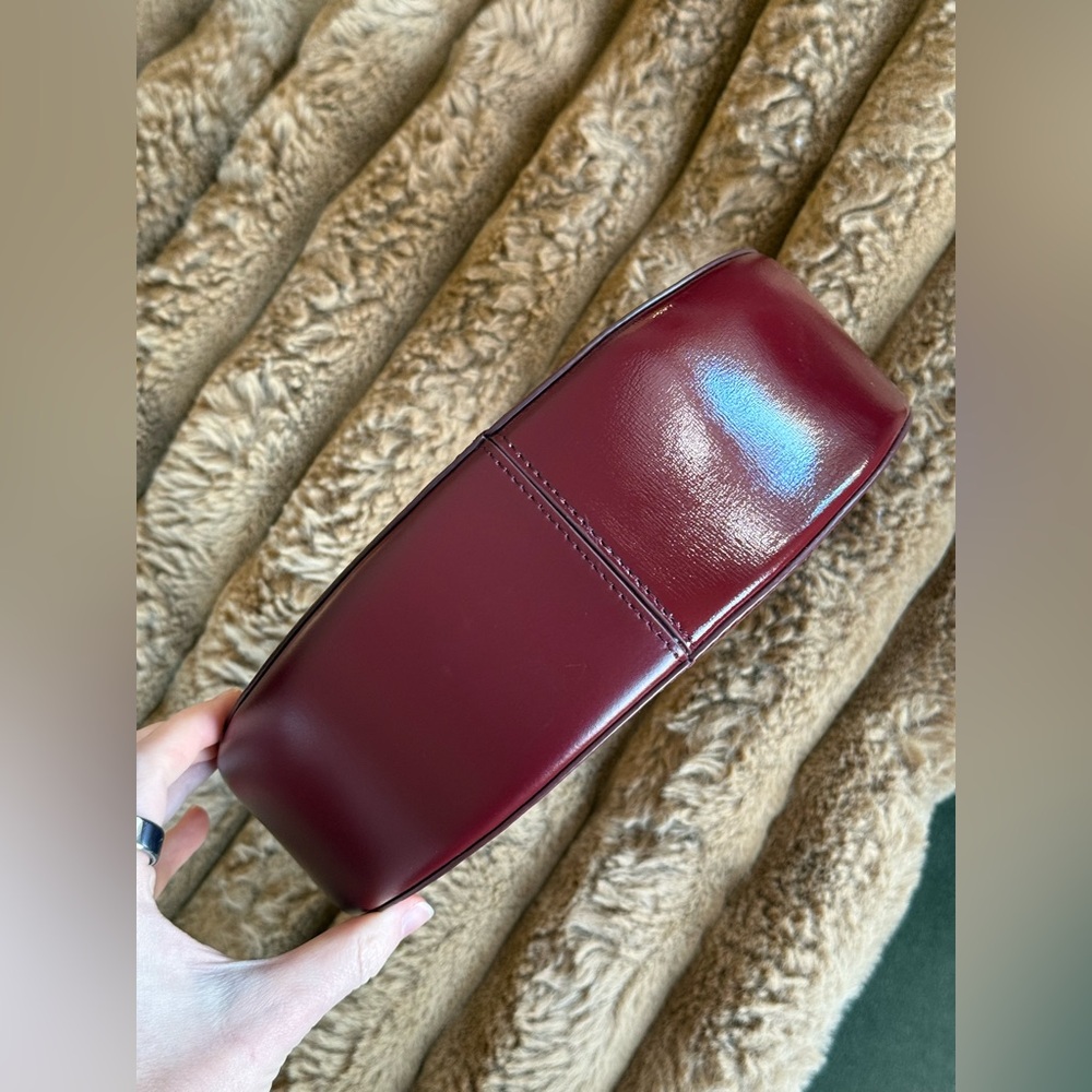 STAUD Moon Mini Split Leather Crossbody Bag Bordeaux - Picture 9 of 17